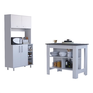 FM FURNITURE Surrey 2-Piece Modern Engineered Wood Kitchen Set in White/Onyx