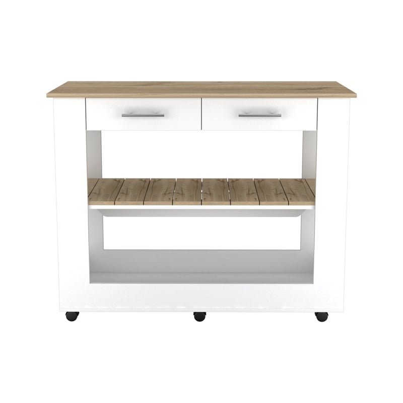 FM FURNITURE Wenden 2-Piece Modern Engineered Wood Kitchen Set in White/Oak