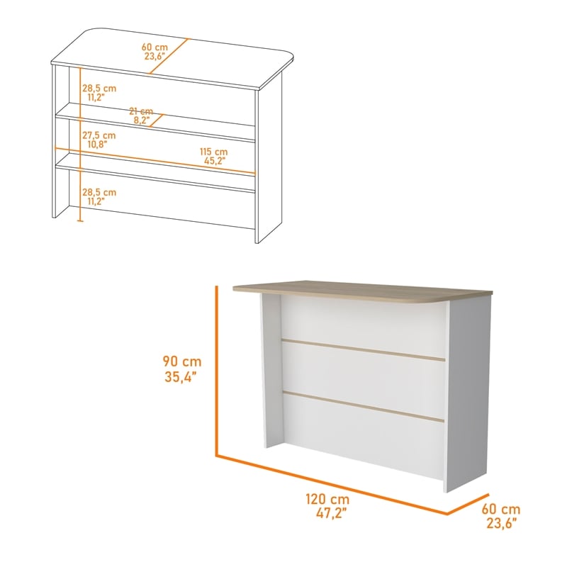 FM FURNITURE Crete Kitchen Island Engineered Wood Multi-Color
