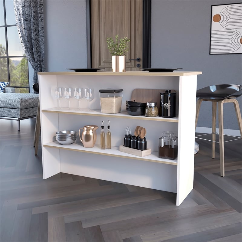FM FURNITURE Crete Kitchen Island Engineered Wood Multi-Color