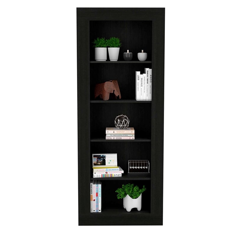 FM FURNITURE Melbourne Bookcase with Five Shelves Engineered Wood Black