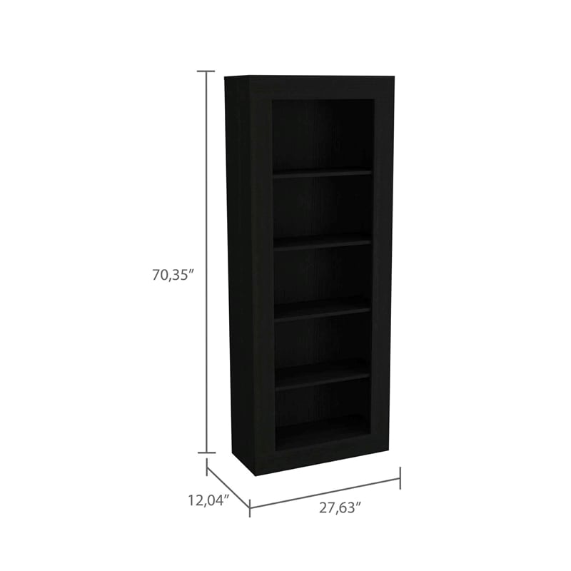 FM FURNITURE Melbourne Bookcase with Five Shelves Engineered Wood Black