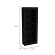 FM FURNITURE Melbourne Bookcase with Five Shelves Engineered Wood Black