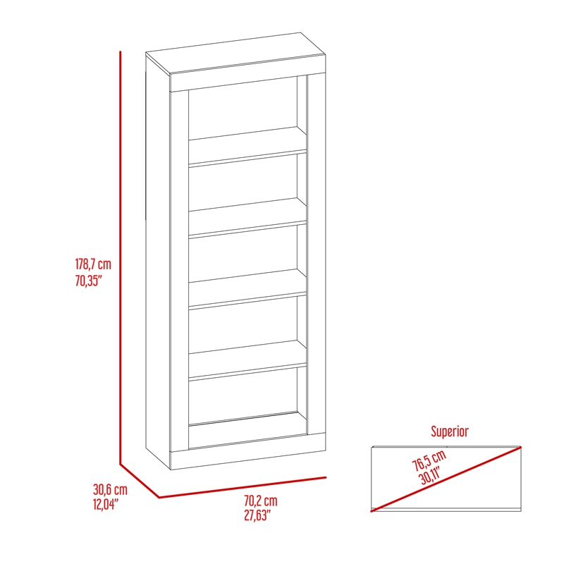 FM FURNITURE Melbourne Bookcase with Five Shelves Engineered Wood Black