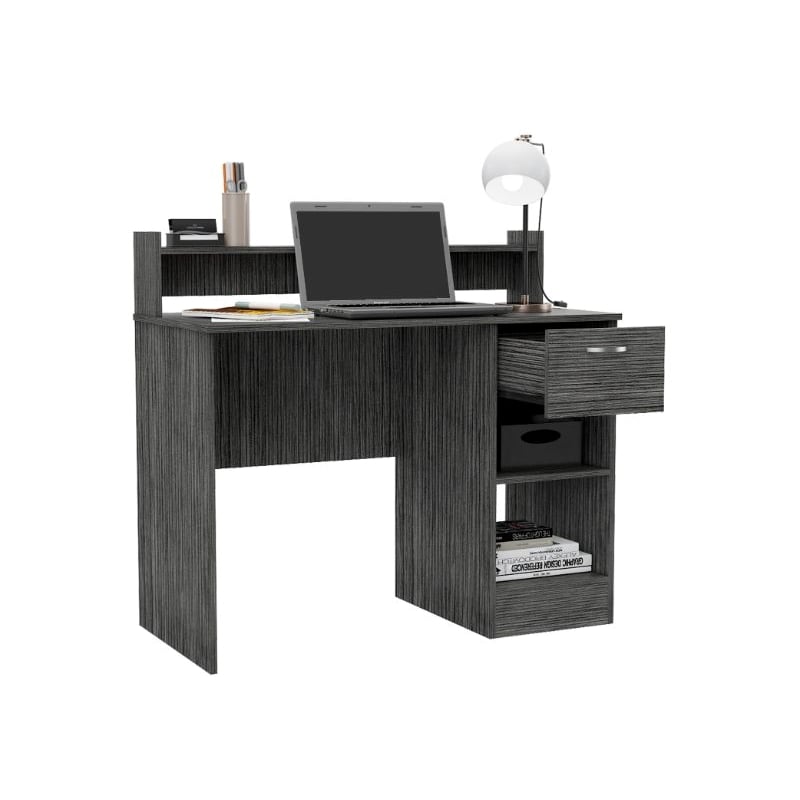 FM FURNITURE Charlette Computer Desk with Two Shelves Engineered Wood Gray