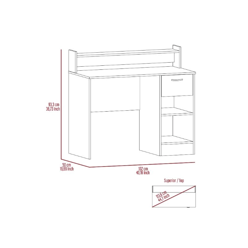 FM FURNITURE Charlette Computer Desk with Two Shelves Engineered Wood Gray