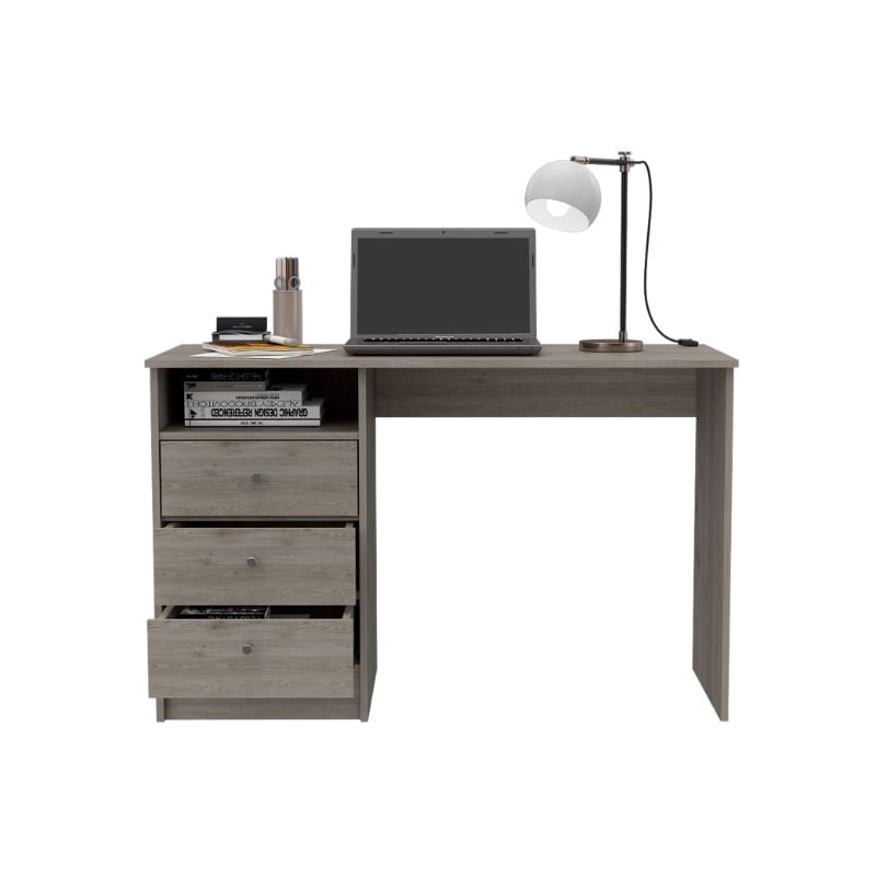FM FURNITURE Naples Computer Desk Three Drawers Engineered Wood Gray