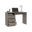 FM FURNITURE Naples Computer Desk Three Drawers Engineered Wood Gray