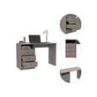 FM FURNITURE Naples Computer Desk Three Drawers Engineered Wood Gray