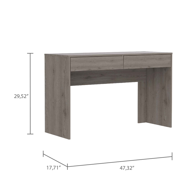 FM FURNITURE Tampa Computer Desk with Two Drawers Engineered Wood Gray