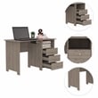 FM FURNITURE Jacksonville 3 Drawers Computer Desk Engineered Wood Gray