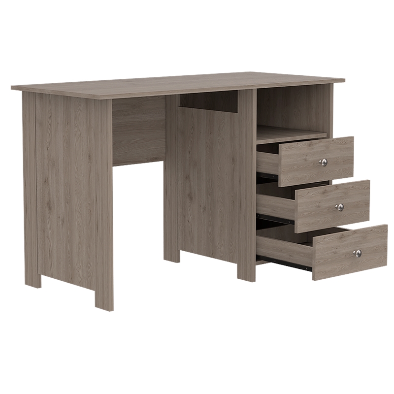 FM FURNITURE Jacksonville 3 Drawers Computer Desk Engineered Wood Gray