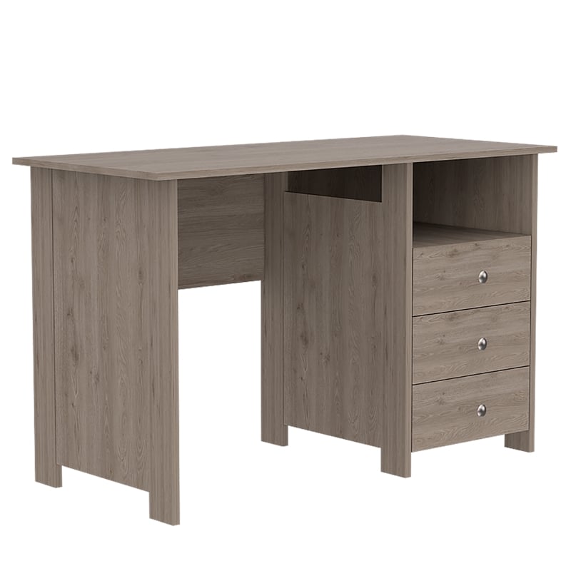 FM FURNITURE Jacksonville 3 Drawers Computer Desk Engineered Wood Gray