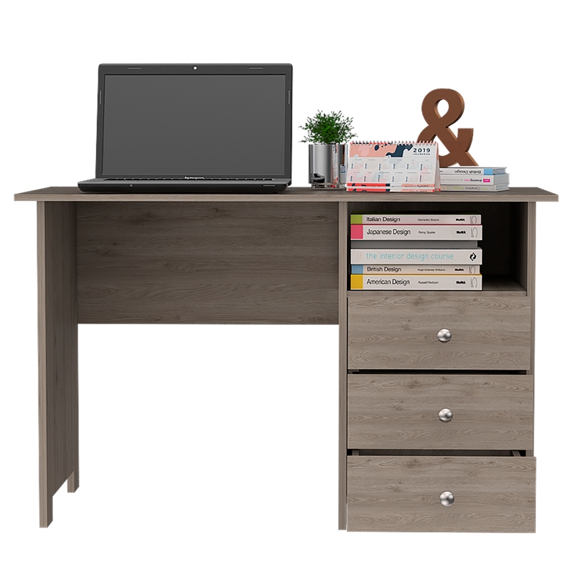 FM FURNITURE Jacksonville 3 Drawers Computer Desk Engineered Wood Gray