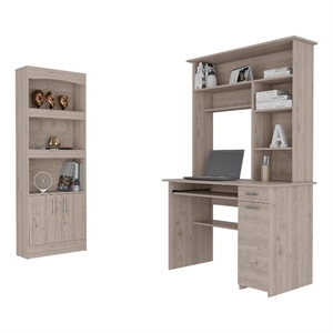 fm furniture tucson 2 piece office set bookcase and desk gray engineered wood