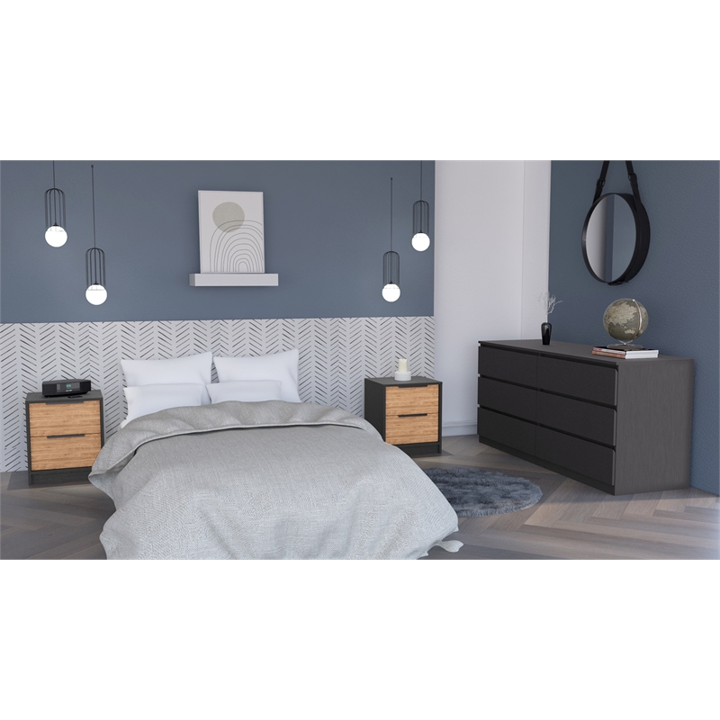 FM FURNITURE Sydney 3 Piece Bedroom Set Multi-Color Engineered Wood