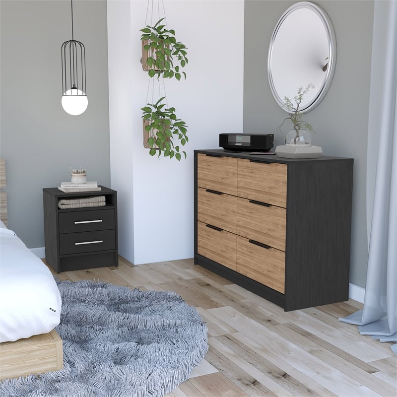 FM FURNITURE Benson 2 Piece Bedroom Set Multi-Color Engineered Wood