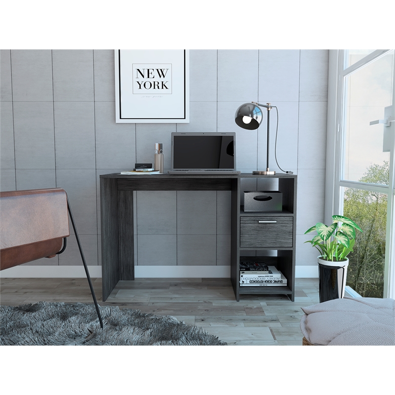 FM FURNITURE Arlington Computer Desk with two shelves Engineered Wood Gray