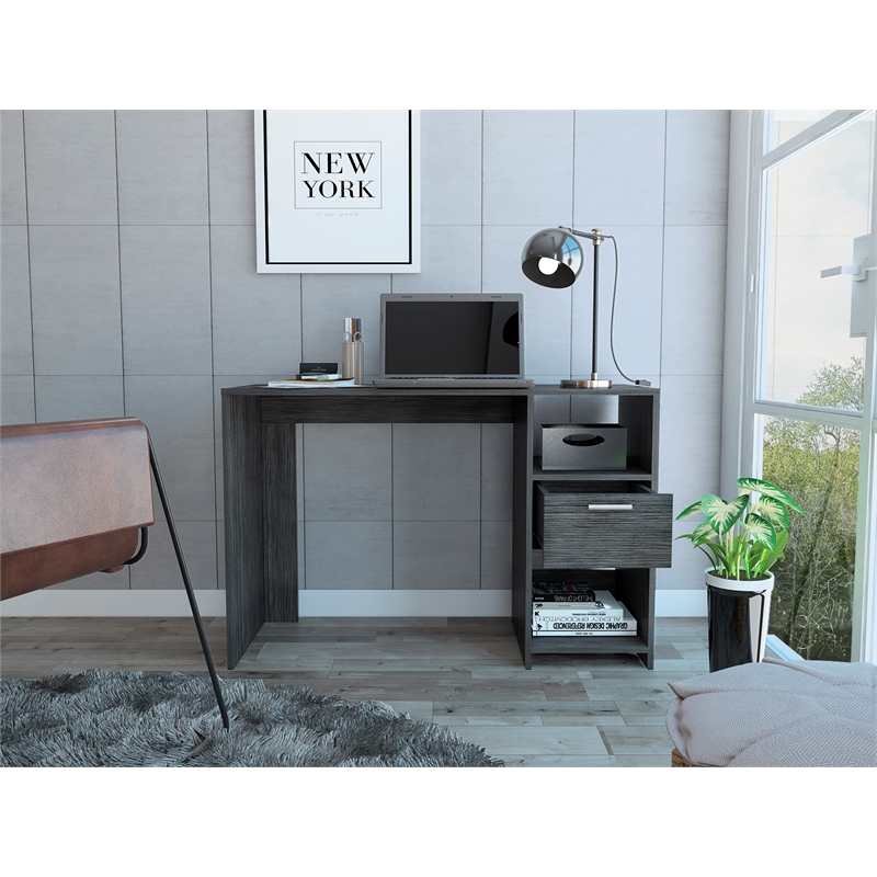 FM FURNITURE Arlington Computer Desk with two shelves Engineered Wood Gray