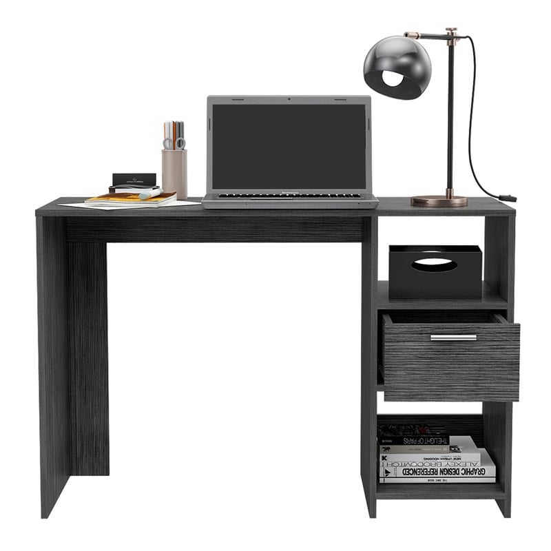 FM FURNITURE Arlington Computer Desk with two shelves Engineered Wood Gray
