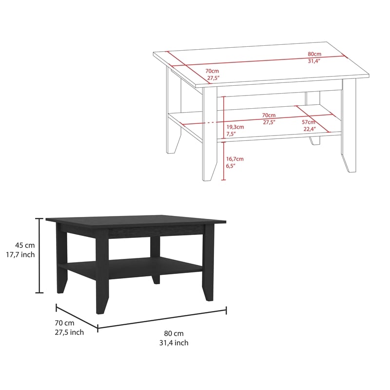 FM FURNITURE  Payson 2 Piece Living Room Set Black Engineered Wood