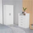 FM FURNITURE  Midval 2 Piece Bedroom Set White Engineered Wood