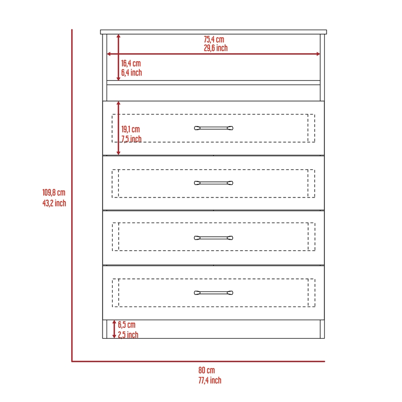 FM FURNITURE  Omaha 2 Piece Bedroom Set White Engineered Wood