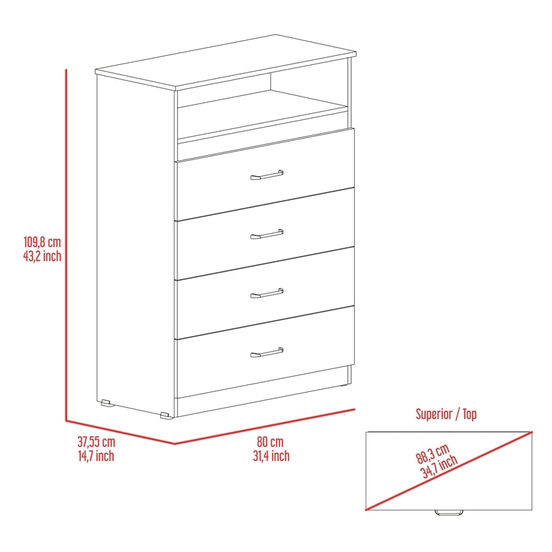 FM FURNITURE  Omaha 2 Piece Bedroom Set White Engineered Wood