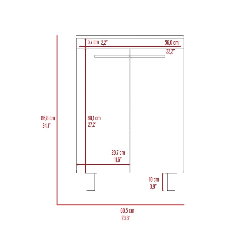 FM FURNITURE Sutton 2 Piece Bathroom Set White Engineered Wood
