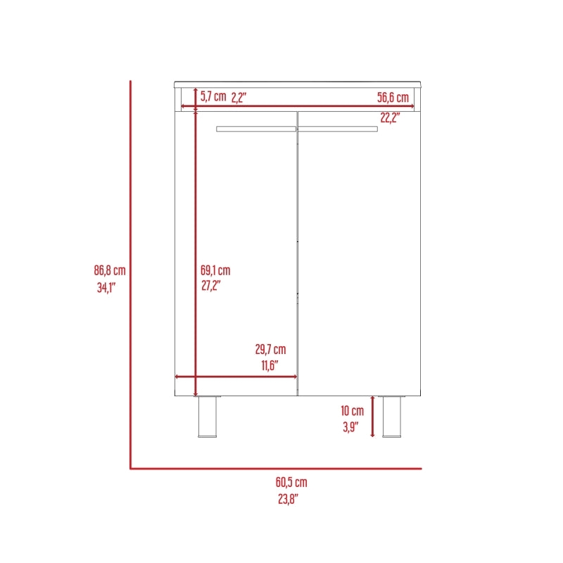FM FURNITURE Cowen 2 Piece Bathroom Set White Engineered Wood