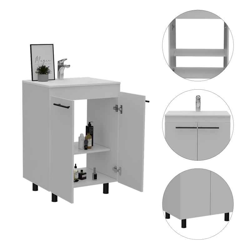 FM FURNITURE Kearney 2 Piece Bathroom Set White Engineered Wood