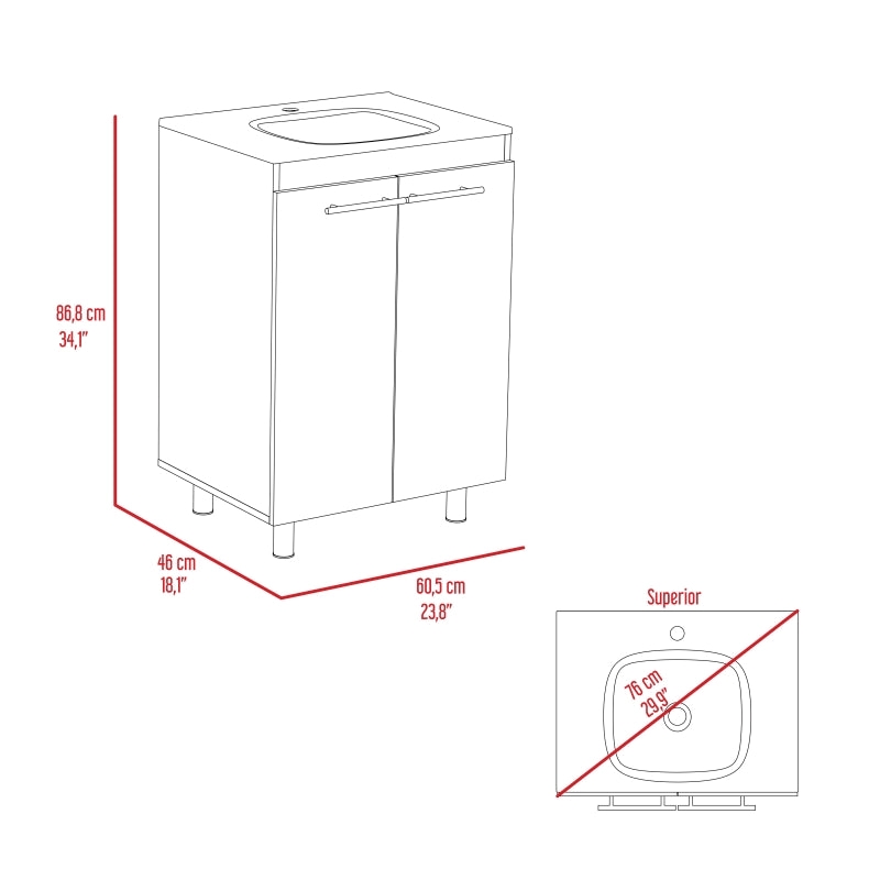 FM FURNITURE Kearney 2 Piece Bathroom Set White Engineered Wood