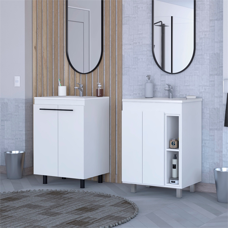 FM FURNITURE Kearney 2 Piece Bathroom Set White Engineered Wood