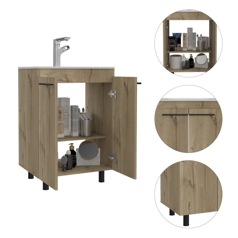 FM FURNITURE Dawson 2 Piece Bathroom Set Light Oak Engineered Wood
