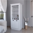 FM FURNITURE Hampton Bar Cabinet with Five Shelves Engineered Wood White