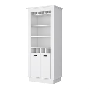 fm furniture hampton bar cabinet with five shelves engineered wood white