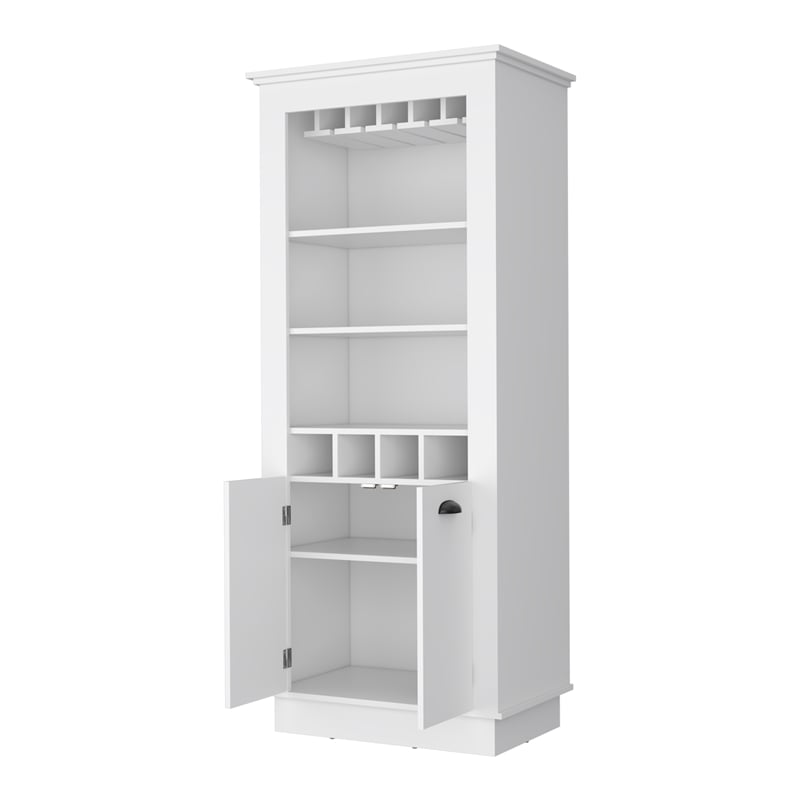 FM FURNITURE Hampton Bar Cabinet with Five Shelves Engineered Wood White