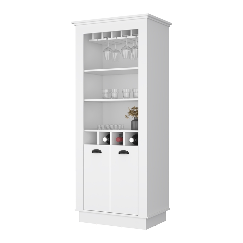 FM FURNITURE Hampton Bar Cabinet with Five Shelves Engineered Wood White