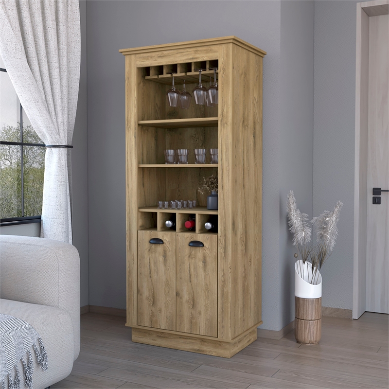 FM FURNITURE Hampton Bar Cabinet with 2 Doors Engineered Wood Beige