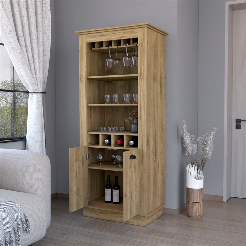 FM FURNITURE Hampton Bar Cabinet with 2 Doors Engineered Wood Beige