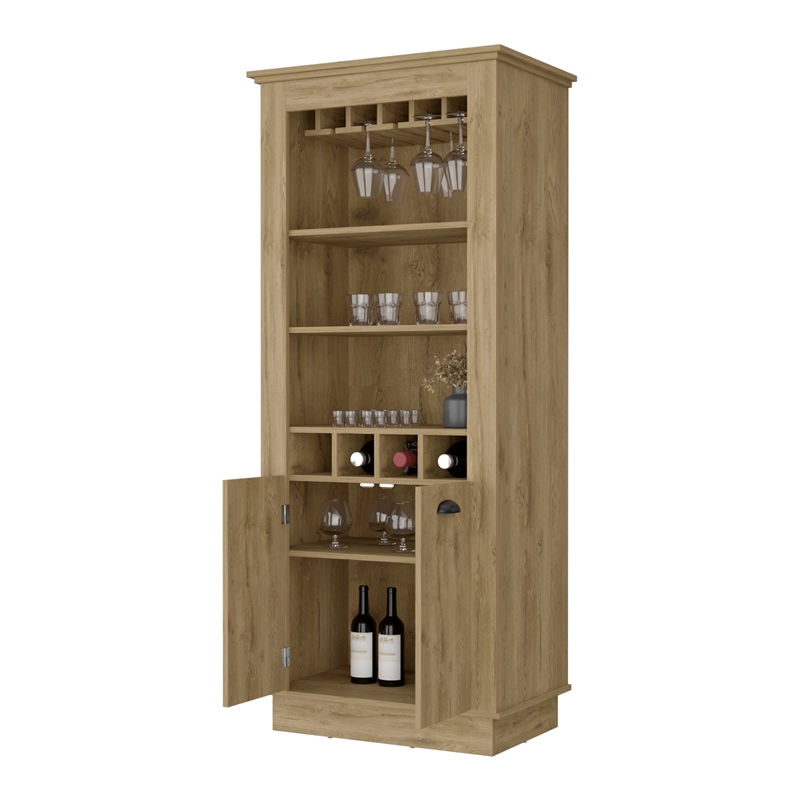 FM FURNITURE Hampton Bar Cabinet with 2 Doors Engineered Wood Beige