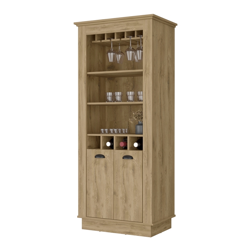 FM FURNITURE Hampton Bar Cabinet with 2 Doors Engineered Wood Beige