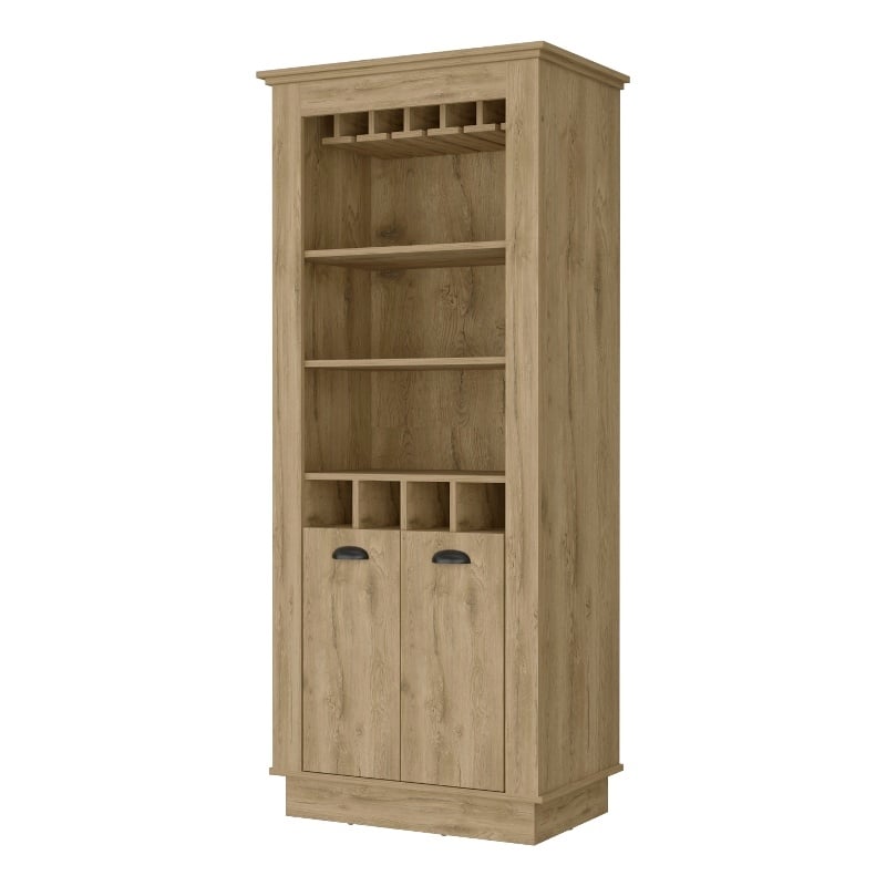 FM FURNITURE Hampton Bar Cabinet with 2 Doors Engineered Wood Beige