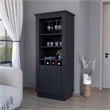 FM FURNITURE Hampton Bar Cabinet 2 Doors Engineered Wood Black
