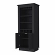 FM FURNITURE Hampton Bar Cabinet 2 Doors Engineered Wood Black