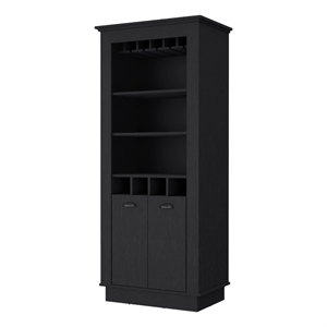 fm furniture hampton bar cabinet black engineered wood