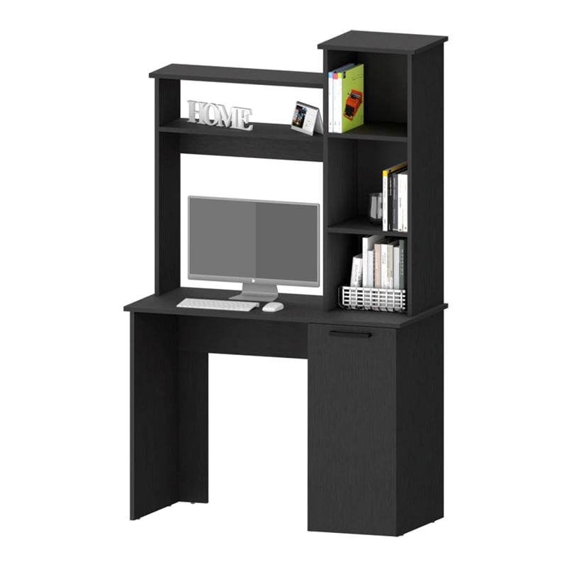 FM FURNITURE Rumford Computer Desk with Three Shelves Engineered Wood Black