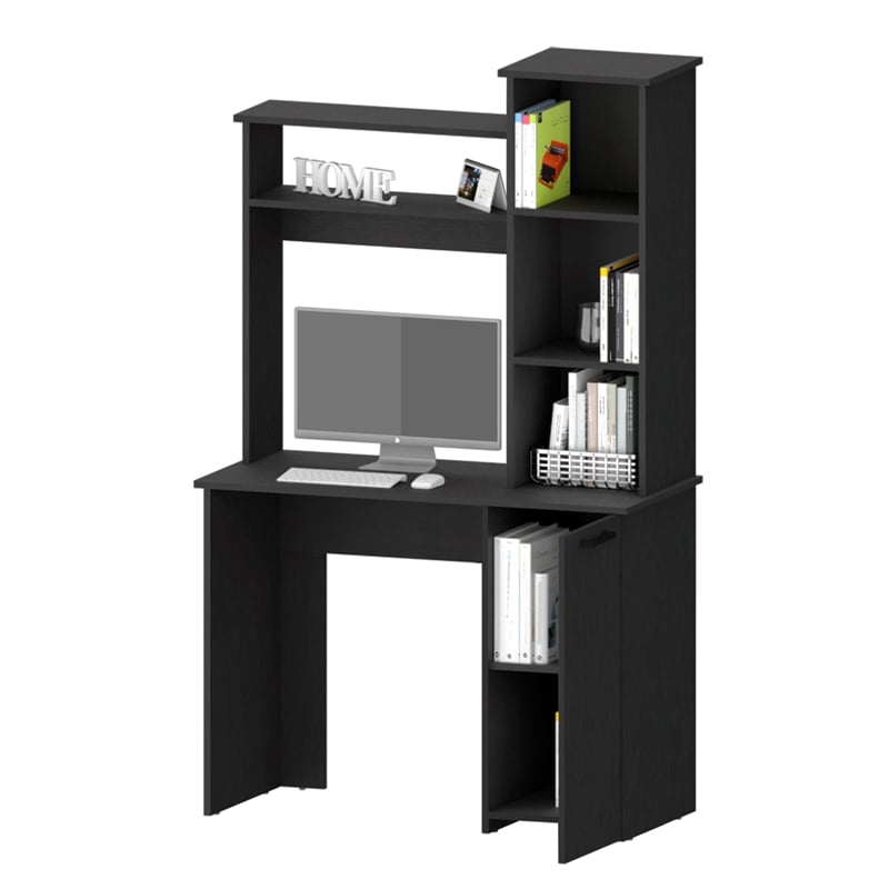 FM FURNITURE Rumford Computer Desk with Three Shelves Engineered Wood Black