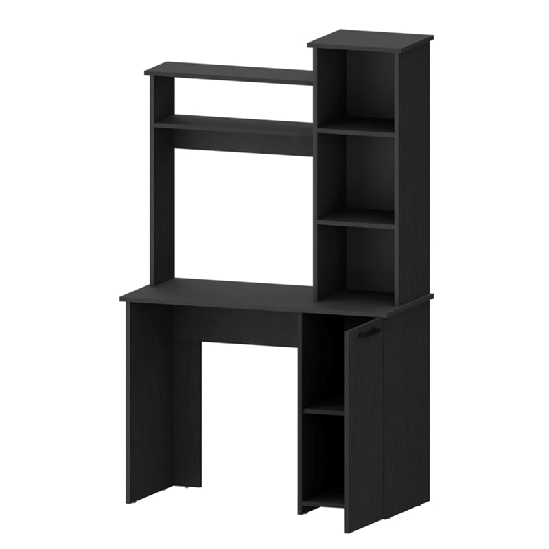 FM FURNITURE Rumford Computer Desk with Three Shelves Engineered Wood Black