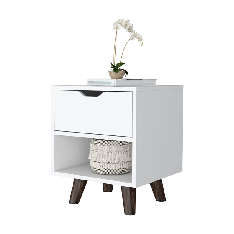 FM FURNITURE Carthage Nightstand 1 Drawer Engineered Wood White